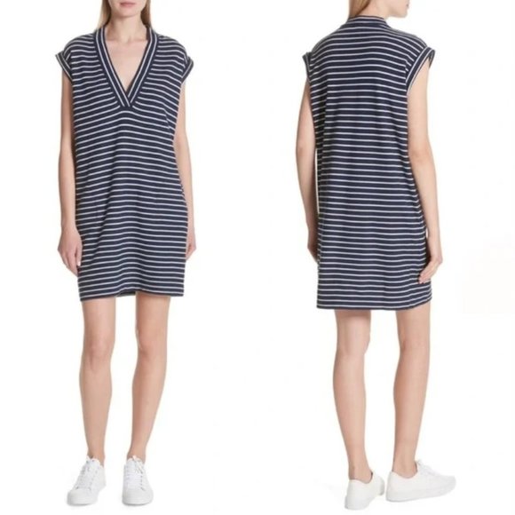 ATM Anthony Thomas Melillo Stripe Shift Dress In Navy Stripe - Picture 1 of 6